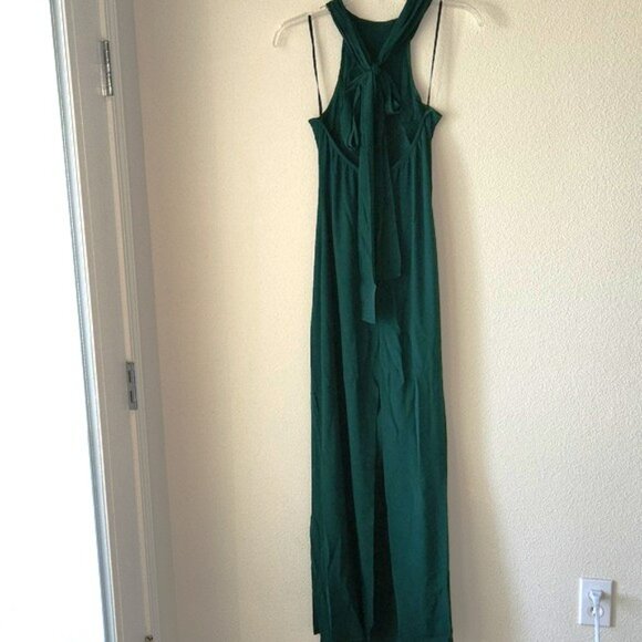 Reformation Dark Green Full Length Halter Dress Sz 4 Evening Formal Holidays - Picture 4 of 16